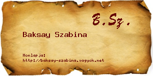 Baksay Szabina névjegykártya